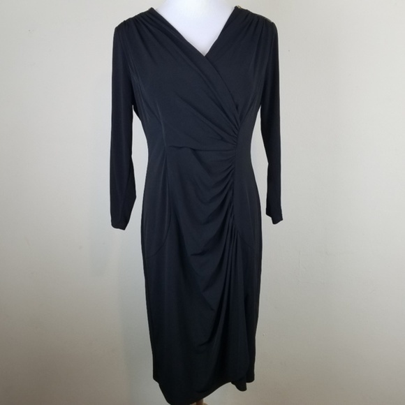 Calvin Klein Dresses & Skirts - Calvin Klein Long Sleeve Ruched Black Dress